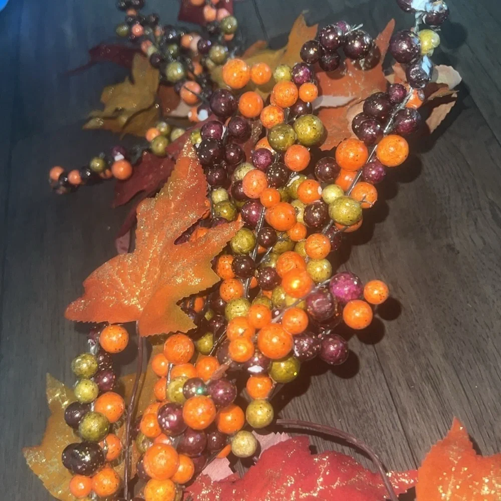 Fall garland with glitter berries and leaves